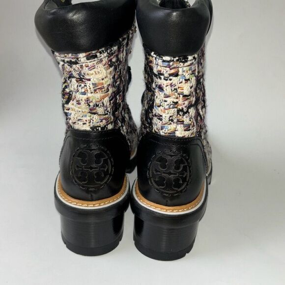NEW Tory Burch Miller lug sole tweed boot Sz 9 lace up Moto - Picture 5 of 12
